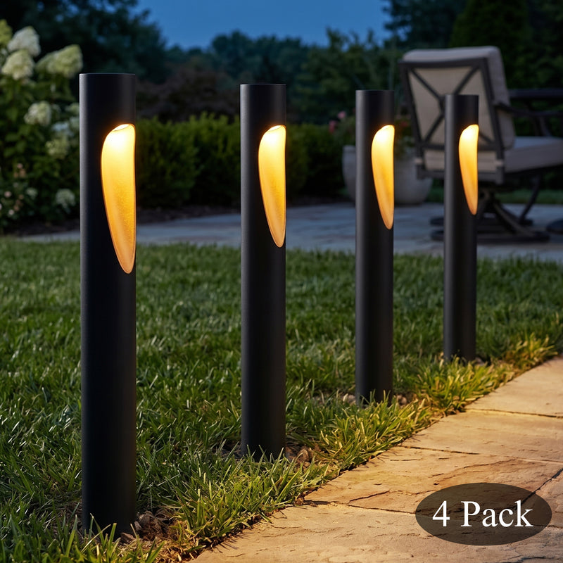 3W Low Voltage LED Path Light, 3000K Warm White, 45 Lumens, 12V AC/DC Landscape Pathway Light, Aluminum Housing with Gold Teardrop Cut-Out, Outdoor Garden Lighting (4-Pack)