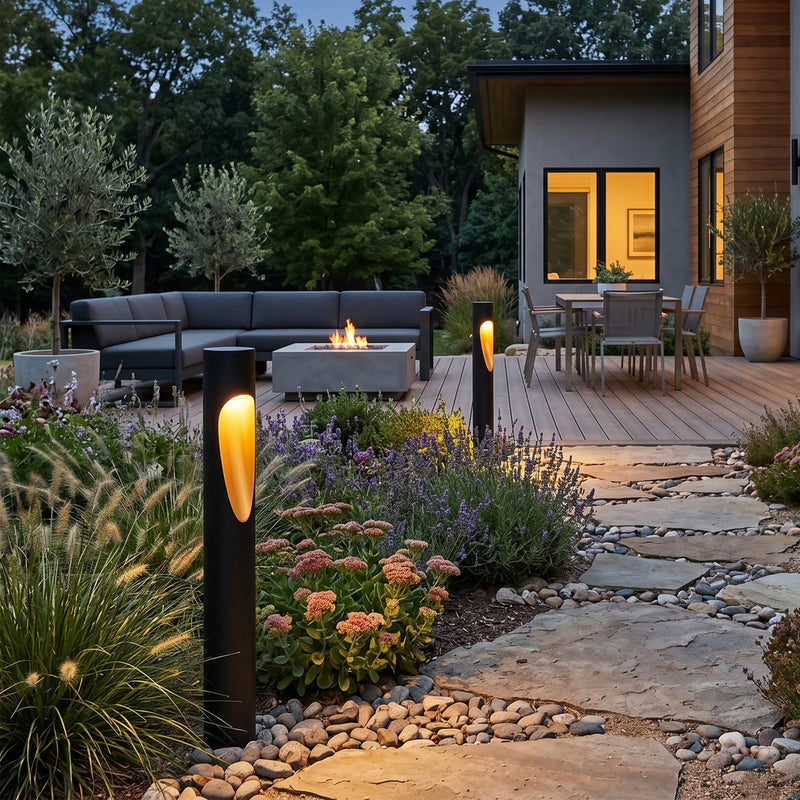 3W Low Voltage LED Path Light, 3000K Warm White, 45 Lumens, 12V AC/DC Landscape Pathway Light, Aluminum Housing with Gold Teardrop Cut-Out, Outdoor Garden Lighting (4-Pack)