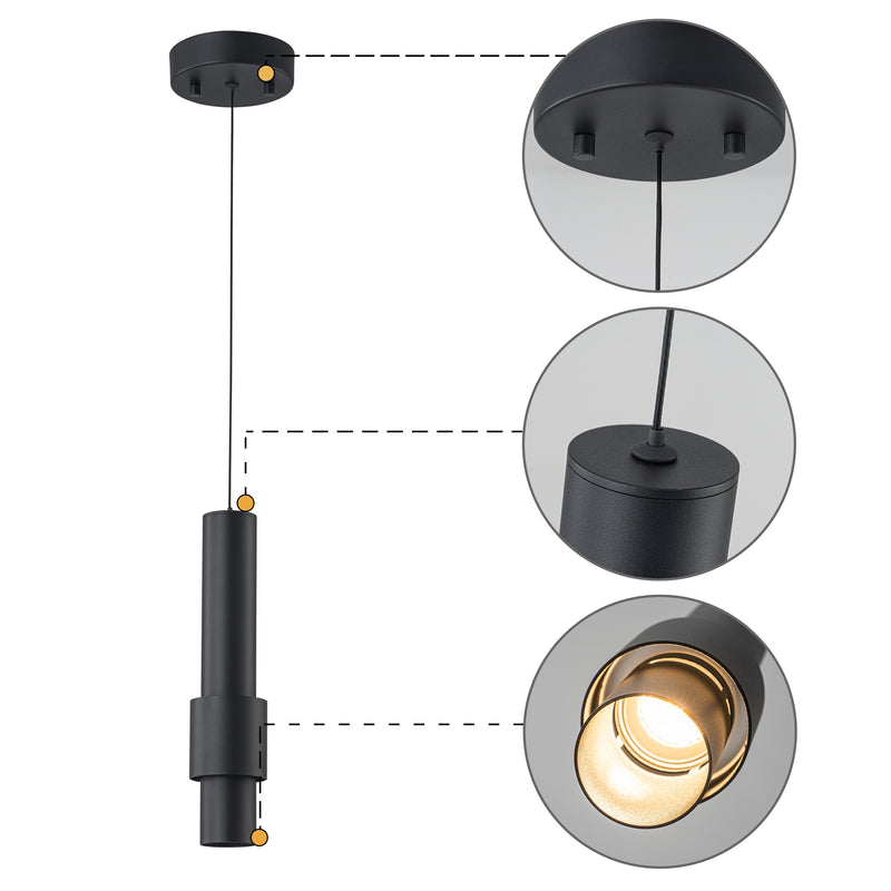 C Cattleya 83.5-Inch Matte Black Integrated LED 3000K Indoor Pendant Light