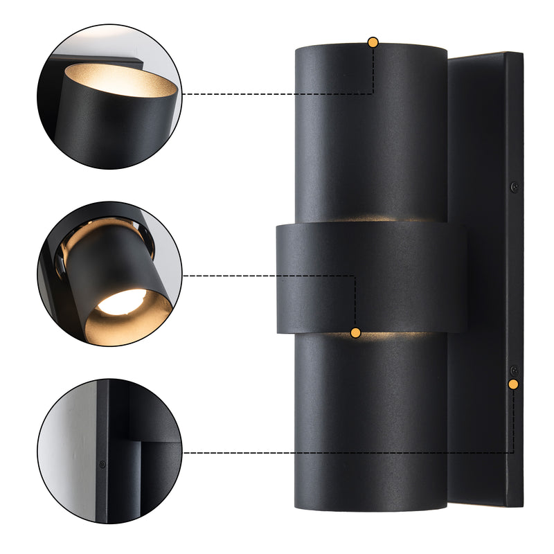C Cattleya 11.75-Inch Matte Black Integrated LED 3000K Outdoor Wall Light