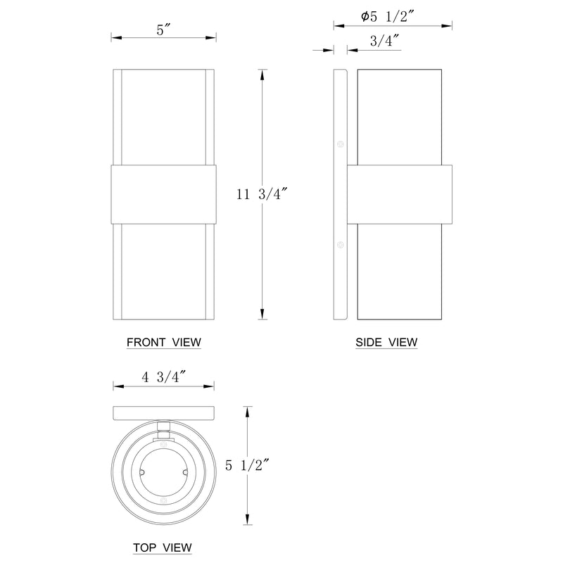 C Cattleya 11.75-Inch Matte Black Integrated LED 3000K Outdoor Wall Light