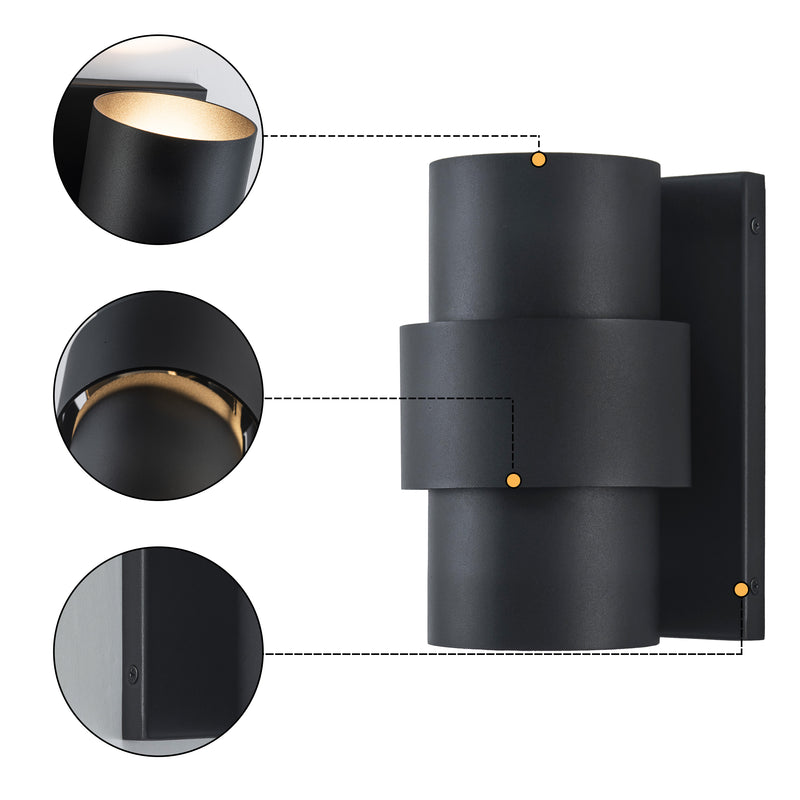 C Cattleya 6.75-Inch Matte Black Integrated LED 3000K Outdoor Wall Light