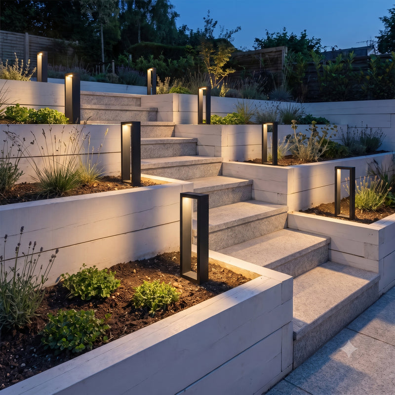 C Cattleya 12-Pack Modern Matte Black Low Voltage Integrated LED Landscape Path Lights,3000K Warm White