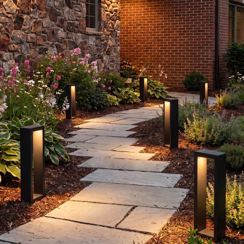 C Cattleya 12-Pack Modern Matte Black Low Voltage Integrated LED Landscape Path Lights,3000K Warm White