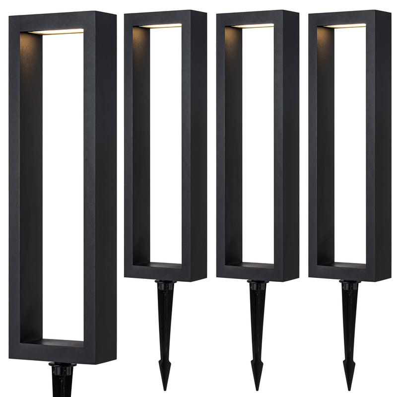 C Cattleya 4-Pack Modern Matte Black Low Voltage Integrated LED Landscape Path Lights,3000K Warm White