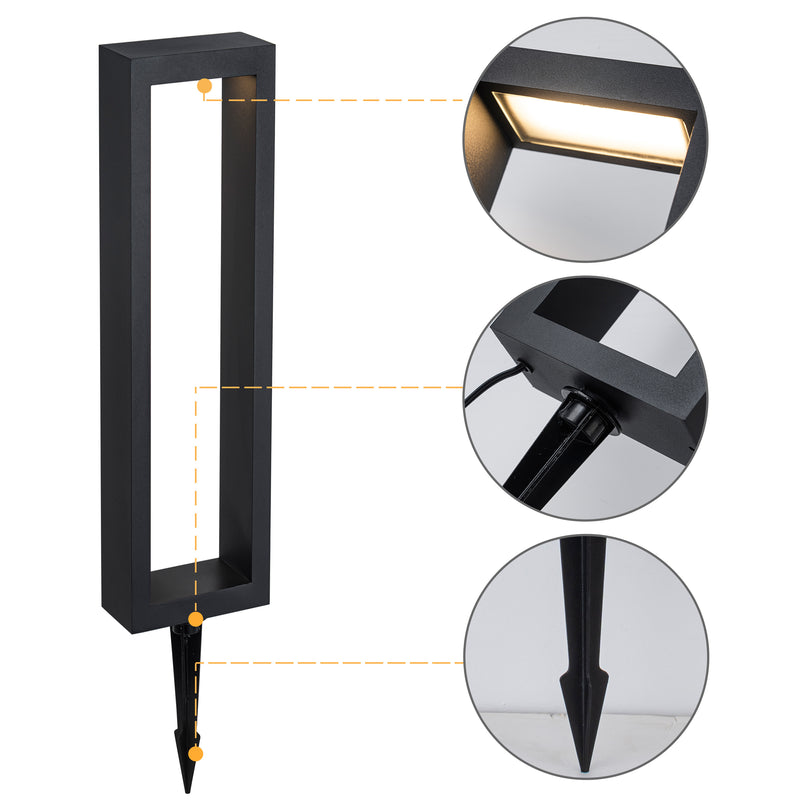 C Cattleya 4-Pack Modern Matte Black Low Voltage Integrated LED Landscape Path Lights,3000K Warm White