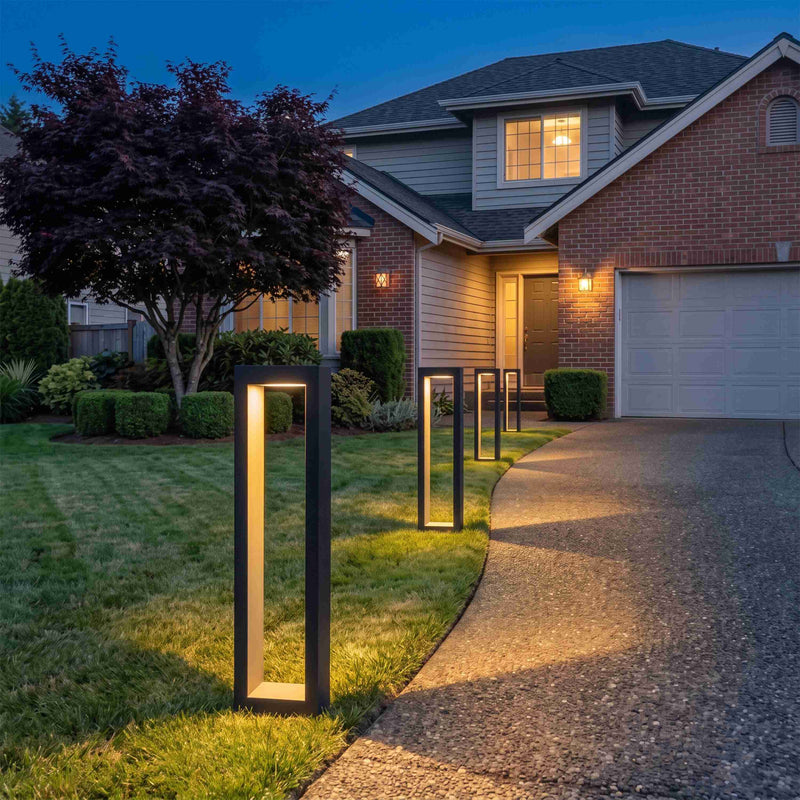 C Cattleya 4-Pack Modern Matte Black Low Voltage Integrated LED Landscape Path Lights,3000K Warm White