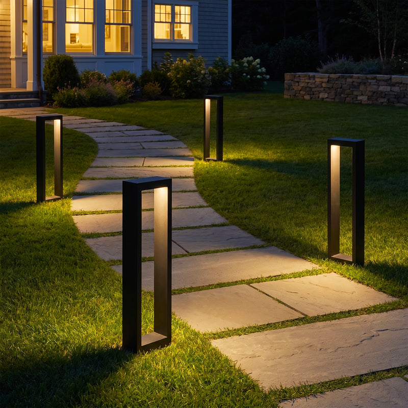 C Cattleya 4-Pack Modern Matte Black Low Voltage Integrated LED Landscape Path Lights,3000K Warm White