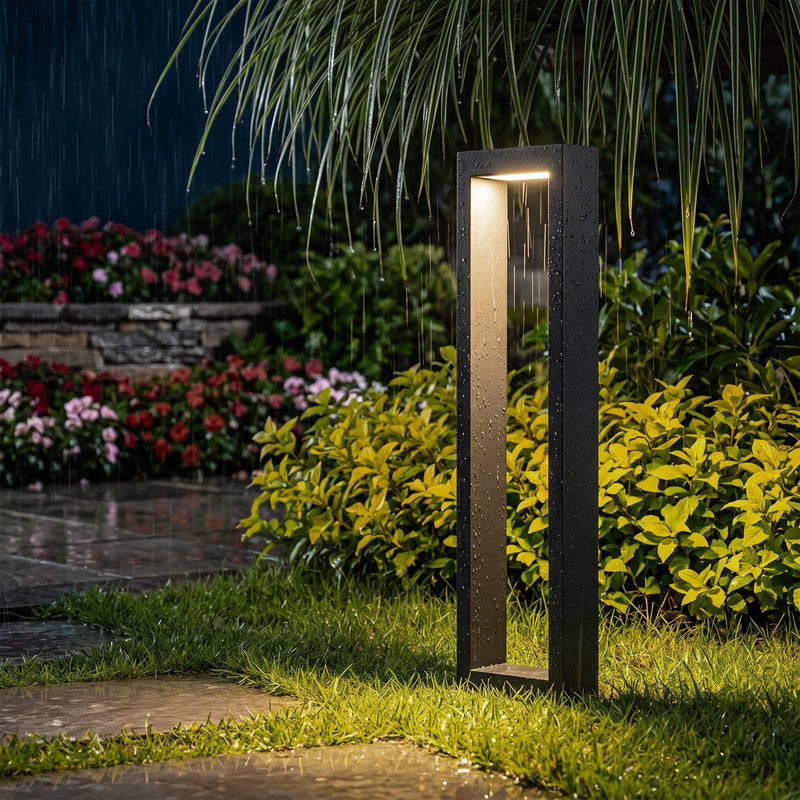 C Cattleya 4-Pack Modern Matte Black Low Voltage Integrated LED Landscape Path Lights,3000K Warm White
