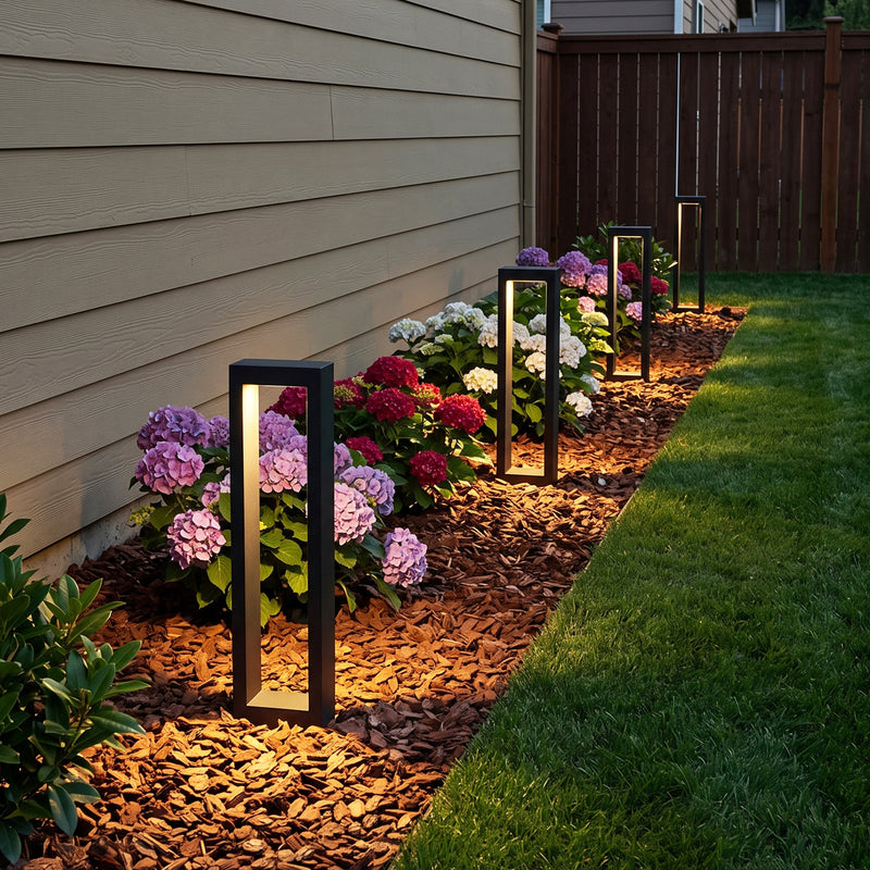 C Cattleya 4-Pack Modern Matte Black Low Voltage Integrated LED Landscape Path Lights,3000K Warm White