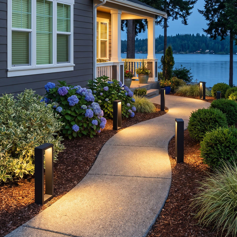 C Cattleya 6-Pack Modern Matte Black Low Voltage Integrated LED Landscape Path Lights,3000K Warm White