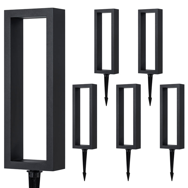 C Cattleya 6-Pack Modern Matte Black Low Voltage Integrated LED Landscape Path Lights,3000K Warm White
