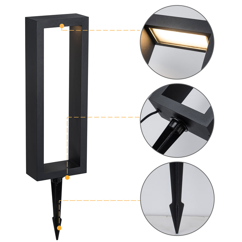C Cattleya 6-Pack Modern Matte Black Low Voltage Integrated LED Landscape Path Lights,3000K Warm White