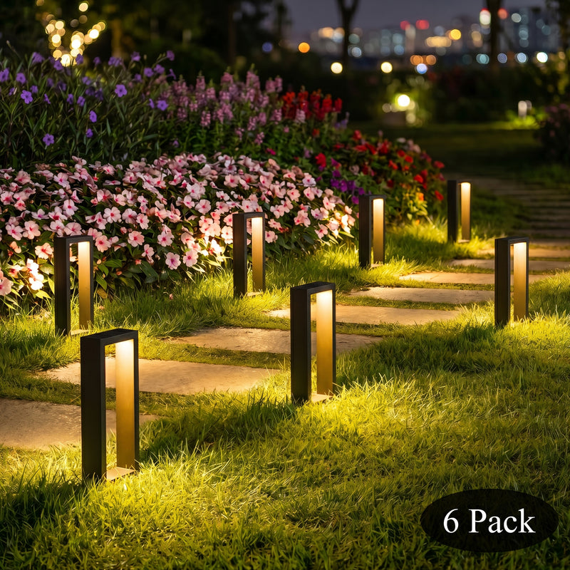 C Cattleya 6-Pack Modern Matte Black Low Voltage Integrated LED Landscape Path Lights,3000K Warm White