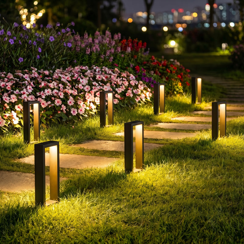 C Cattleya 6-Pack Modern Matte Black Low Voltage Integrated LED Landscape Path Lights,3000K Warm White