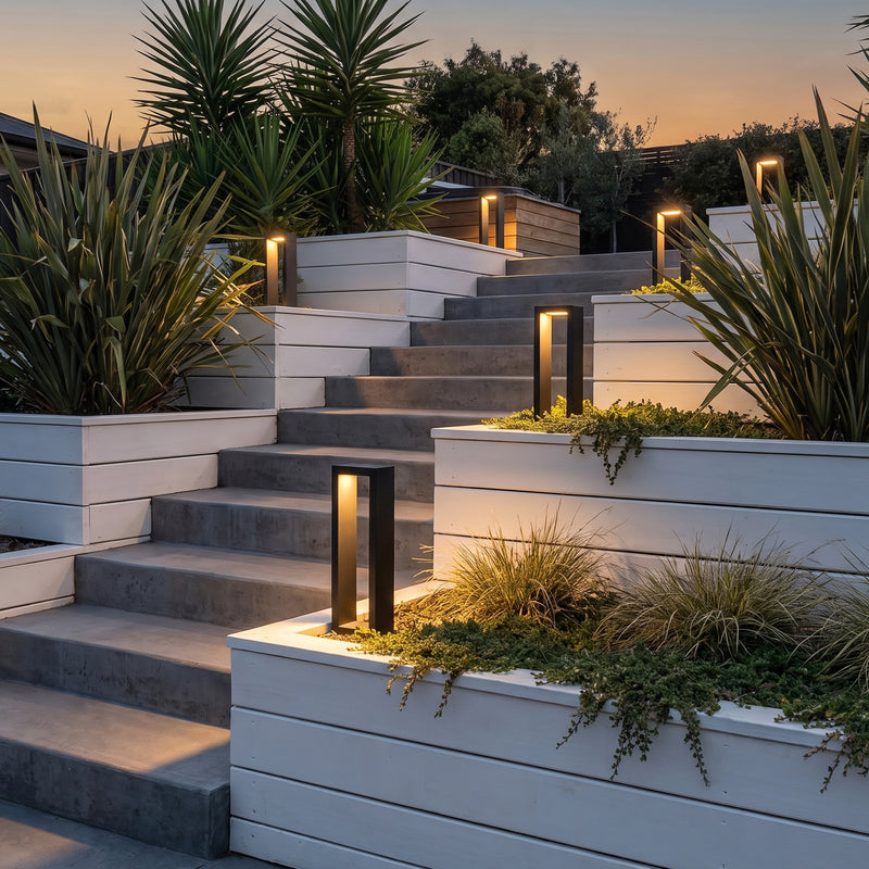 C Cattleya 6-Pack Modern Matte Black Low Voltage Integrated LED Landscape Path Lights,3000K Warm White
