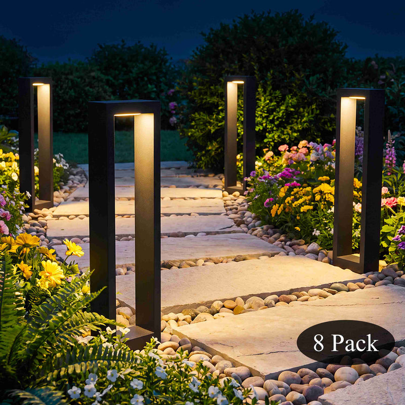 C Cattleya 8-Pack Modern Matte Black Low Voltage Integrated LED Landscape Path Lights,3000K Warm White