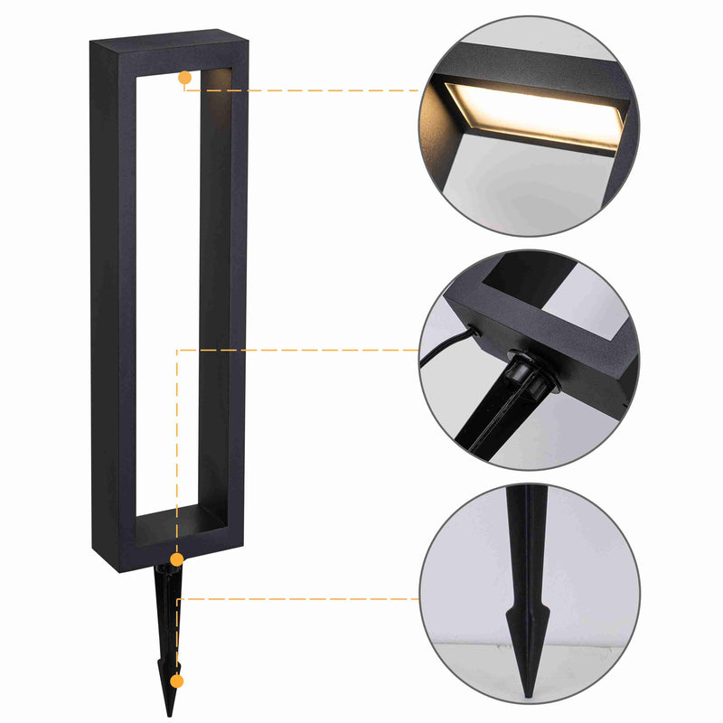 C Cattleya 8-Pack Modern Matte Black Low Voltage Integrated LED Landscape Path Lights,3000K Warm White