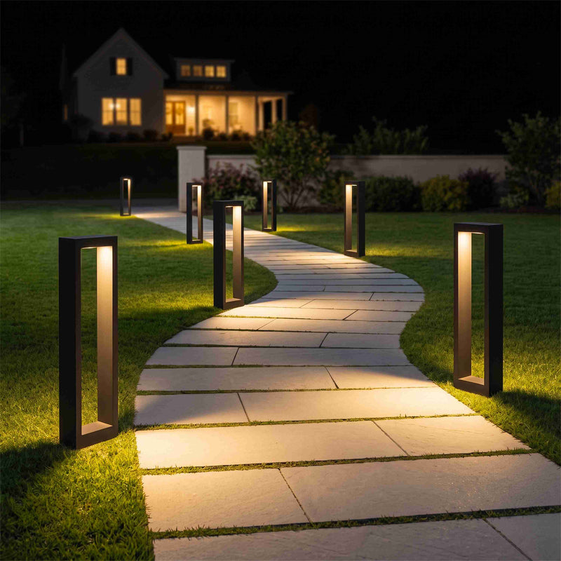 C Cattleya 8-Pack Modern Matte Black Low Voltage Integrated LED Landscape Path Lights,3000K Warm White