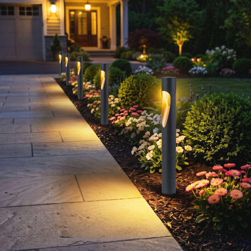 26-Inch Matte Black Low Voltage Integrated LED Modern Outdoor Path Lights, 3000K Warm White, 12-Pack