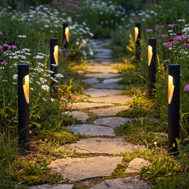 26-Inch Matte Black Low Voltage Integrated LED Modern Outdoor Path Lights, 3000K Warm White, 6-Pack