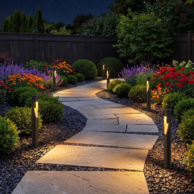 26-Inch Matte Black Low Voltage Integrated LED Modern Outdoor Path Lights, 3000K Warm White, 6-Pack