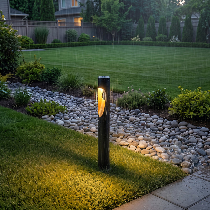 26-Inch Matte Black Low Voltage Integrated LED Modern Outdoor Path Lights, 3000K Warm White, 6-Pack