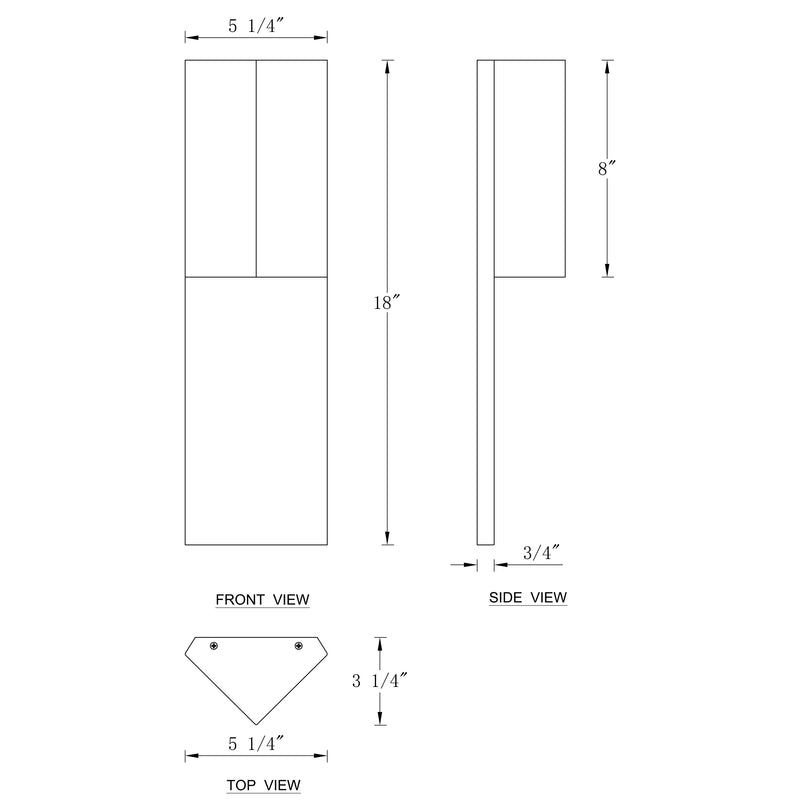 18 in. Matte Black Integrated LED Outdoor Wall Sconce, Modern Waterproof Exterior Wall Light, 3000K Warm White, Dimmable