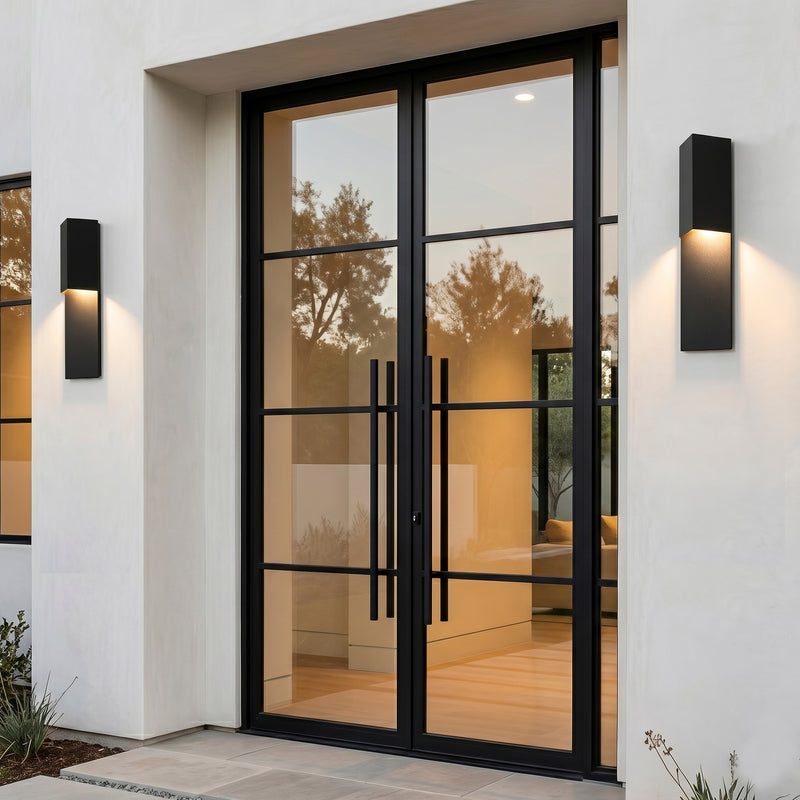 18 in. Matte Black Integrated LED Outdoor Wall Sconce, Modern Waterproof Exterior Wall Light, 3000K Warm White, Dimmable