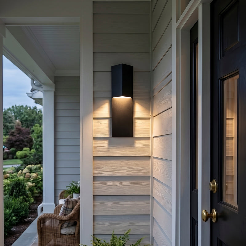 18 in. Matte Black Integrated LED Outdoor Wall Sconce, Modern Waterproof Exterior Wall Light, 3000K Warm White, Dimmable