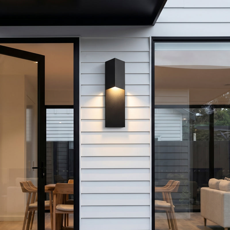 18 in. Matte Black Integrated LED Outdoor Wall Sconce, Modern Waterproof Exterior Wall Light, 3000K Warm White, Dimmable