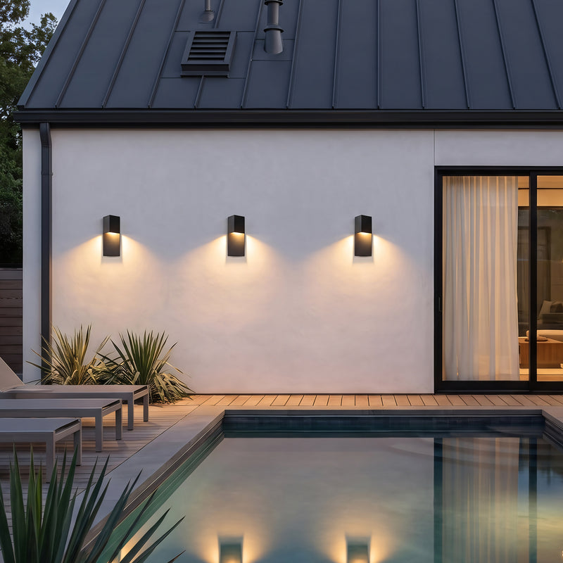 12 in. Matte Black Integrated LED Outdoor Wall Sconce, Modern Waterproof Exterior Wall Light, 3000K Warm White, Dimmable