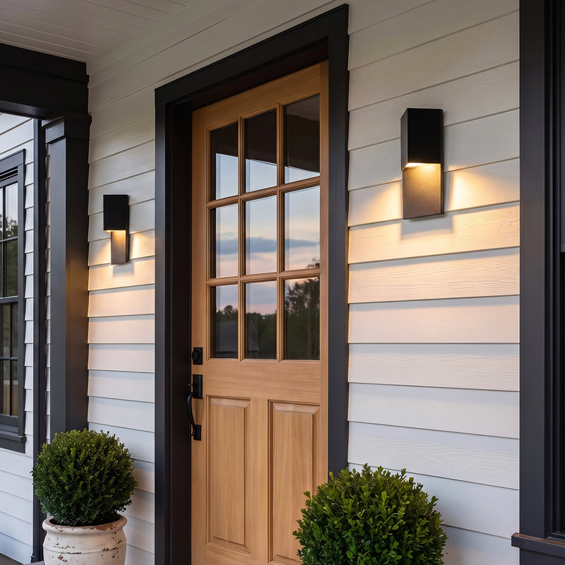 12 in. Matte Black Integrated LED Outdoor Wall Sconce, Modern Waterproof Exterior Wall Light, 3000K Warm White, Dimmable