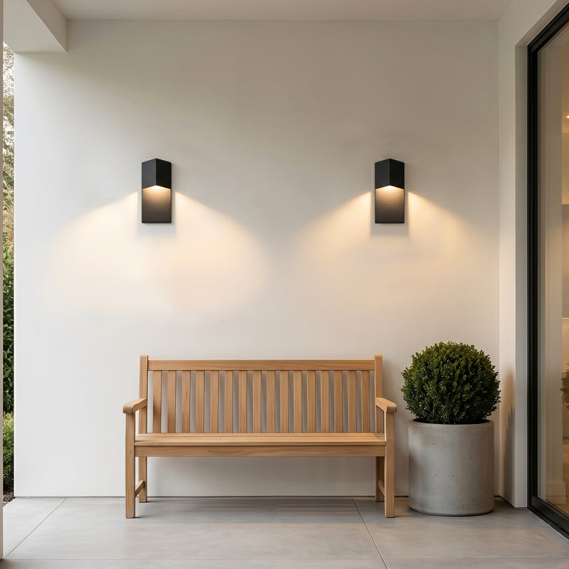 12 in. Matte Black Integrated LED Outdoor Wall Sconce, Modern Waterproof Exterior Wall Light, 3000K Warm White, Dimmable