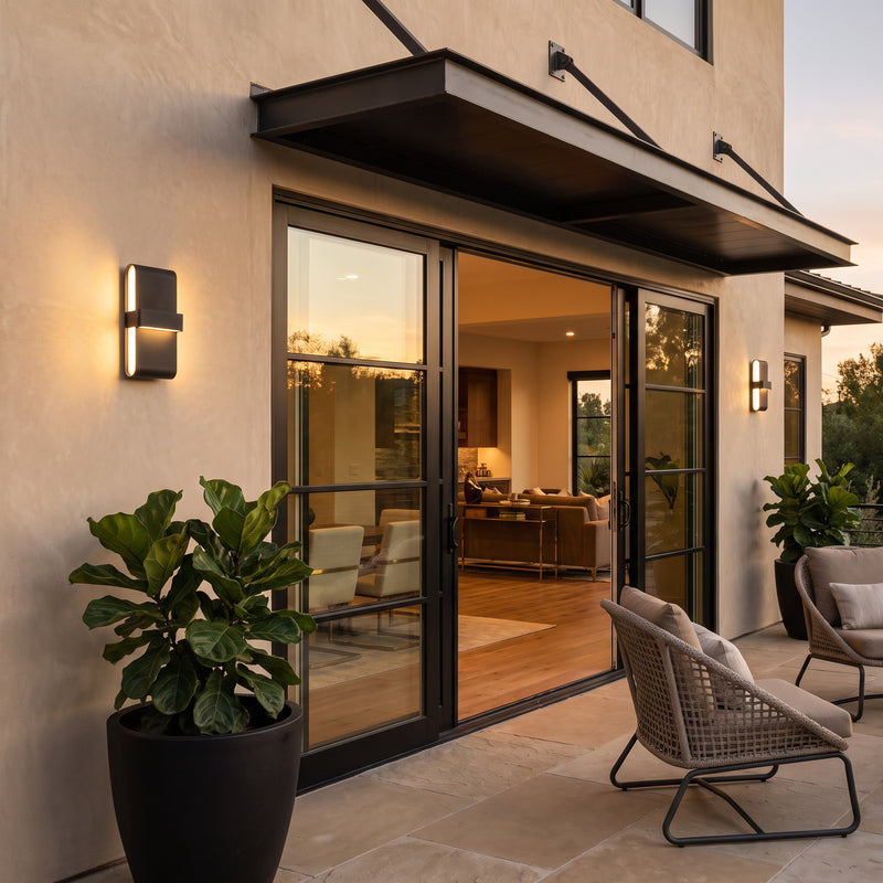 13.5-Inch Matte Black Integrated LED Modern Outdoor Wall Sconce, 3000K Warm White
