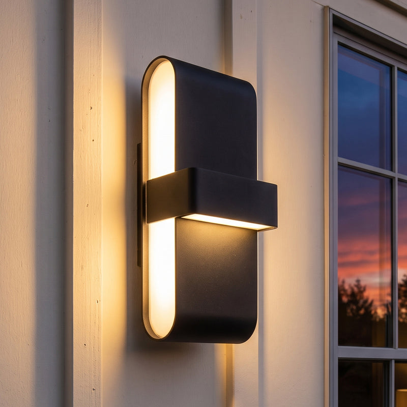 13.5-Inch Matte Black Integrated LED Modern Outdoor Wall Sconce, 3000K Warm White