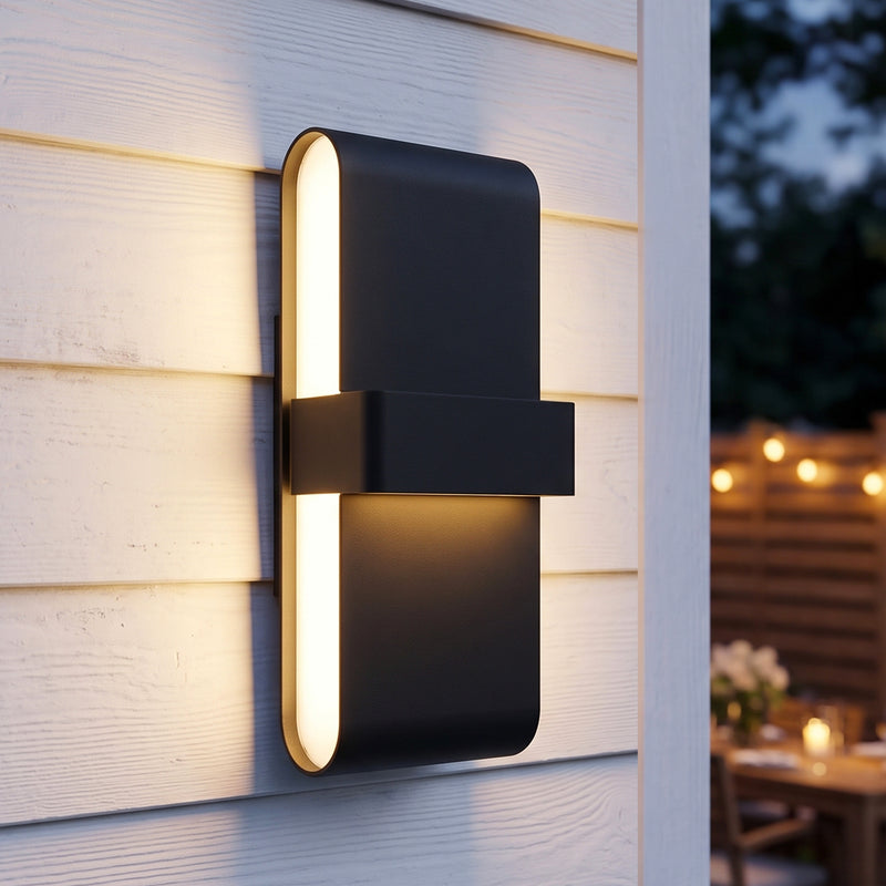 13.5-Inch Matte Black Integrated LED Modern Outdoor Wall Sconce, 3000K Warm White