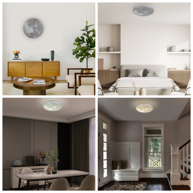 15" Dimmable Moon LED Flush Mount Ceiling Light
