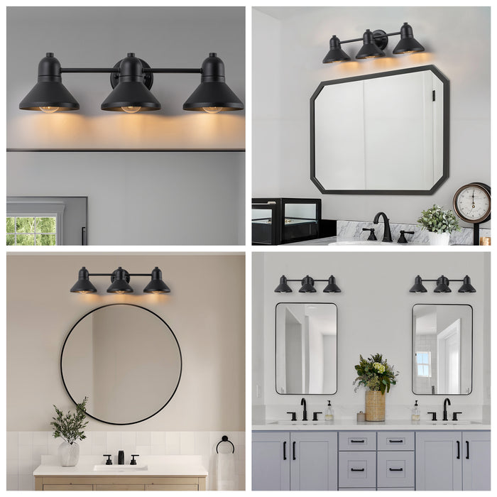 23.5 in. 3-Light Powder-coated Black Vanity Light Fixture