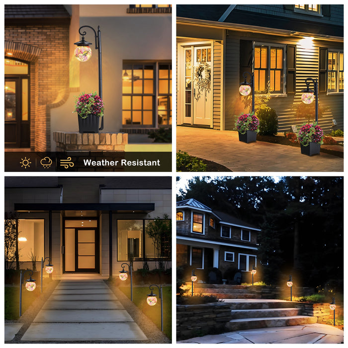Solar Outdoor Post Light with Planter and Mosaic Glass Shade