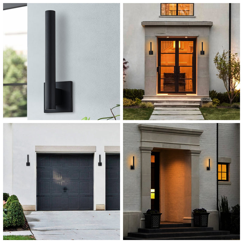 C Cattleya 15.25-in H Matte Black Hardwired Integrated LED Outdoor Wall Light