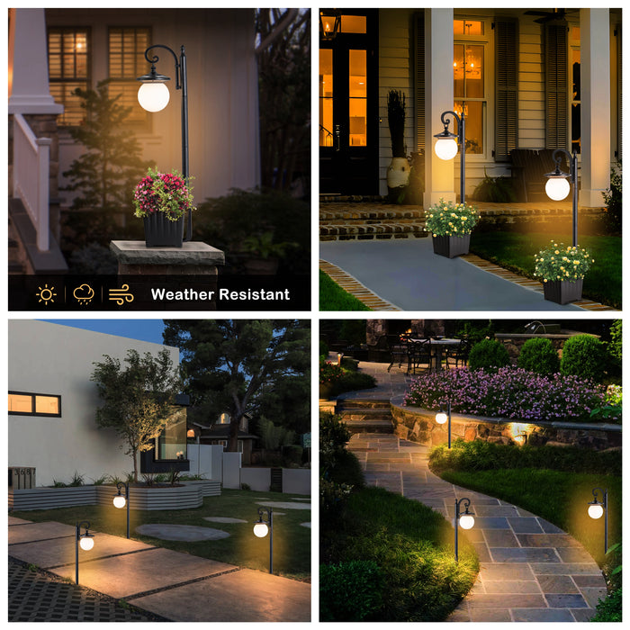 Solar Outdoor Post Light with Planter and Acrylic Shade