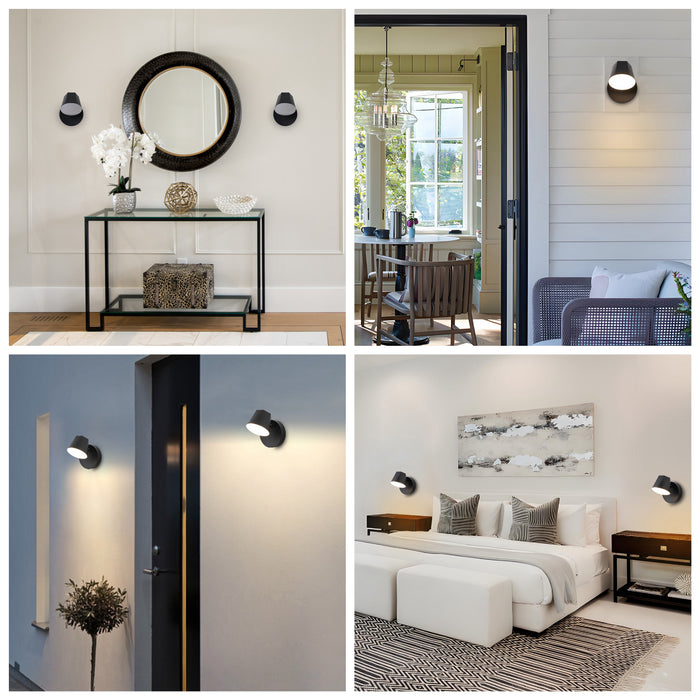 Modern Black Aluminum LED Outdoor Indoor Wall Light with Adjustable Head