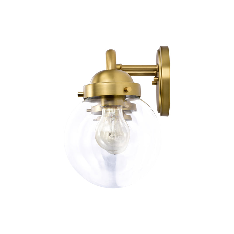 3 Light Antique Brass Vanity Light with Globe Clear Glass Shade