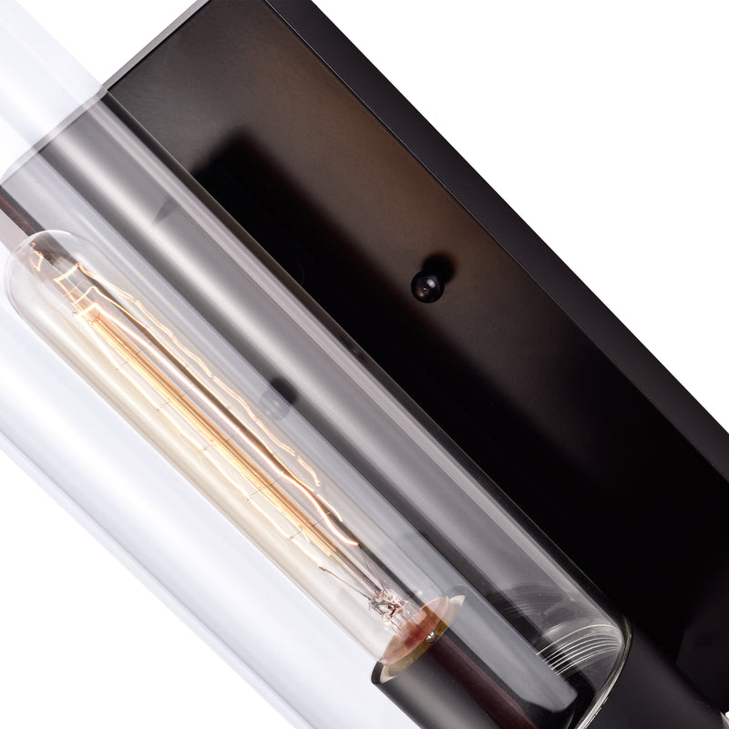 4.75 In. Black Wall Sconce with Clear Glass Tube