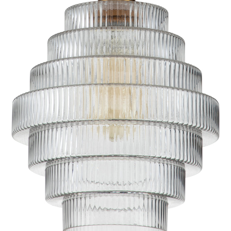 1-Light Antique Bronze Pendant Light with Stripped Glass Shade
