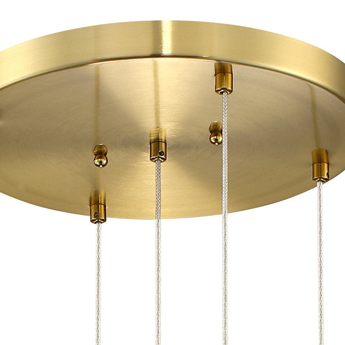 5-Light Sleek Brass Finish Metal and Aluminum Cluster Pendant Light with GU10 Bulb and Acrylic Shade