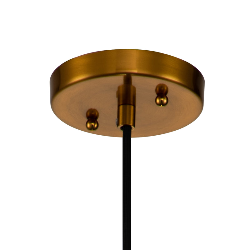 1-Light Antique Bronze Pendant Light with Stripped Glass Shade