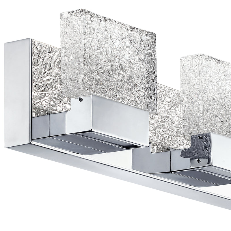 4-Light Brushed Nickel Stainless Steel LED Vanity Light with Clear Ice-like Brick Glass Shades