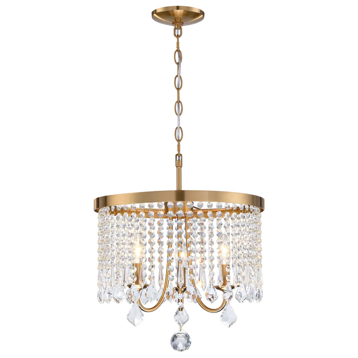 16.25 in. 3-Light Antique Brass Finish Crystal Chandelier